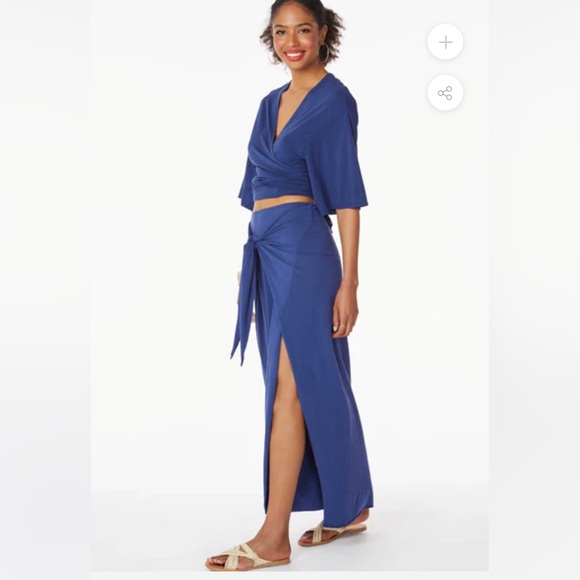 Bobi Tie Front Wrap Skirt - Picture 2 of 5